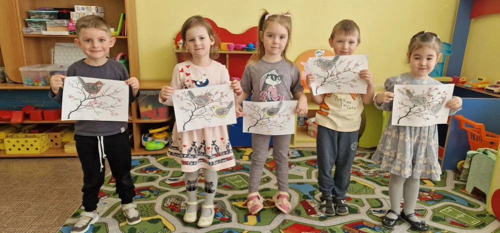 Аппликация с элементами рисования &amp;quot;Птички на веточках&amp;quot;.#НавигаторыДетства71.