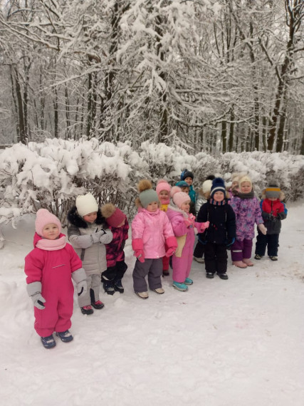 Первый снегопад! На прогулке весь детский сад! Группа &quot;Радуга&quot;. Группа &quot;Мечтатели&quot;..